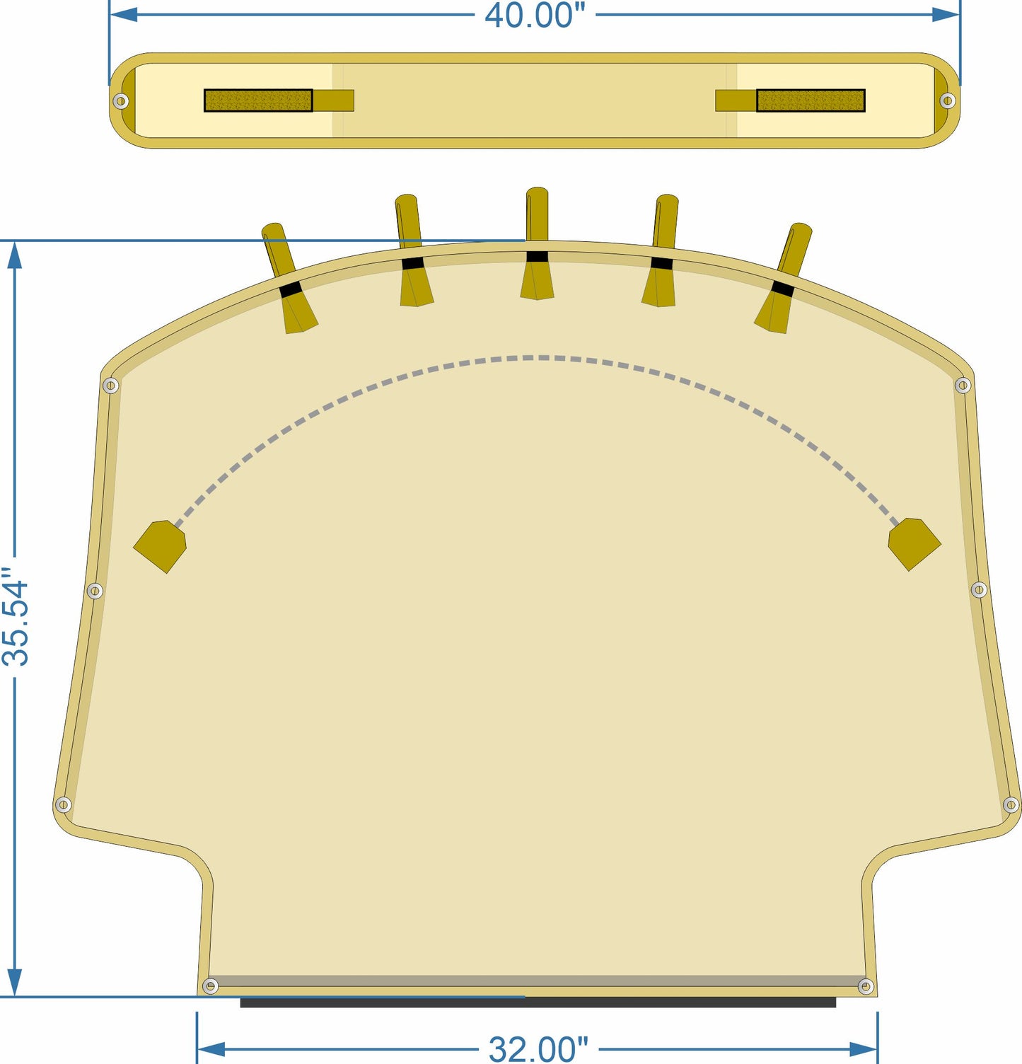 Key West T-top Storage for Hardtops 244CC, 210BR, 230BR, 250BR, 219FS, and 239FS